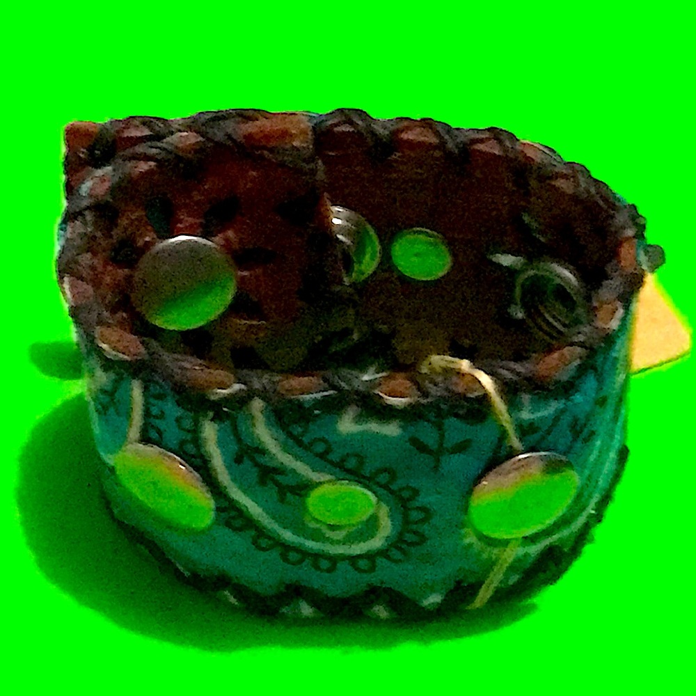 Women’s blue bracelet, leather band.